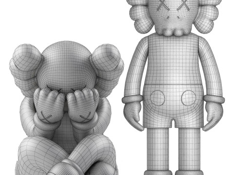 Kaws companion and separated vinyl figure brown collection 3D Model
