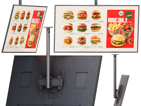 Information restaurant display on ceiling bracket Model 3D