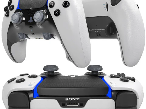 Sony playstation 5 slim with headphone and controller 3D Model