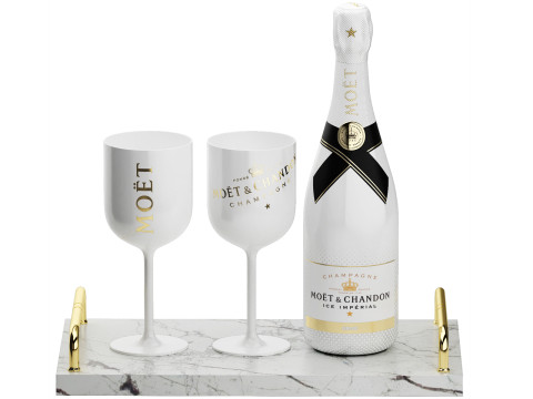 Marble tray of moet and chandon champagne 3D Model
