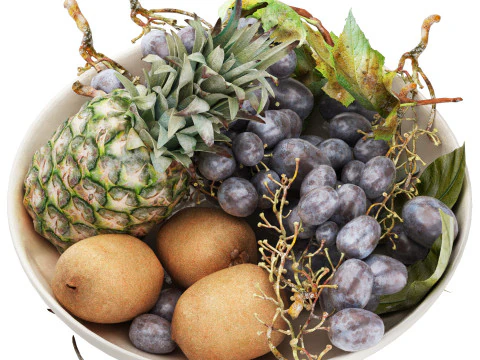 Bowl of tropical fruits 20 3D Model