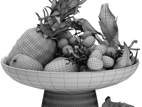 Bowl of tropical fruits 20 3D Model