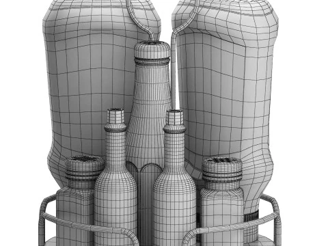 Bandeja de ketchup heinz tabasco e potes de a&ccedil;&uacute;car Modelo 3D
