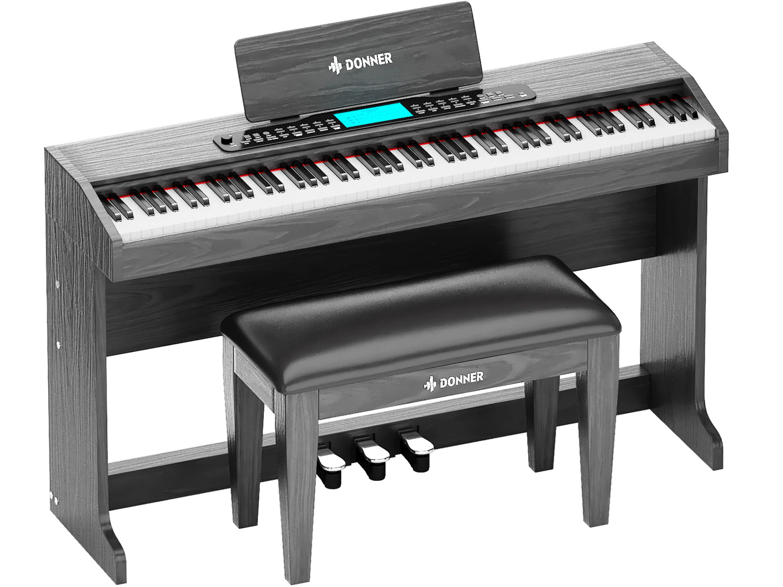 Black Piano donner ddp 95 digital with keyboard 3D Model .c4d .max .obj .3ds .fbx .stl .blend 