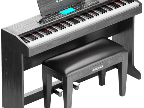 Black Piano donner ddp 95 digital with keyboard 3D Model
