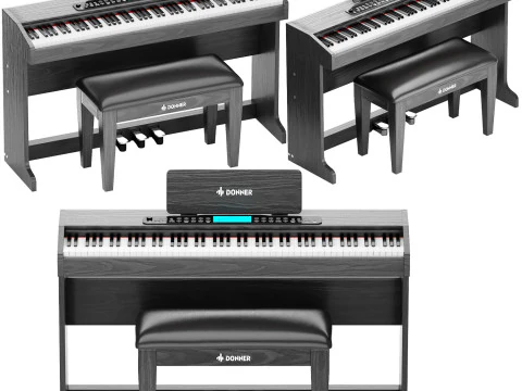 Black Piano donner ddp 95 digital with keyboard 3D Model