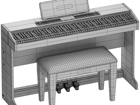 Black Piano donner ddp 95 digital with keyboard 3D Model