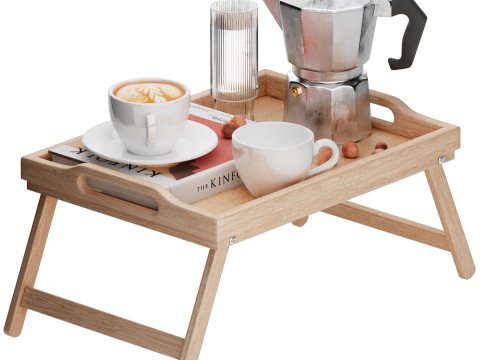 朝食トレイ 折りたたみ脚付き竹製ベッドトレイ 3Dモデル