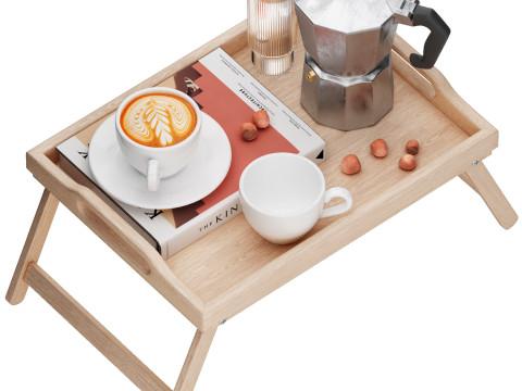 朝食トレイ 折りたたみ脚付き竹製ベッドトレイ 3Dモデル