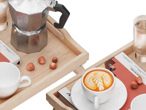 朝食トレイ 折りたたみ脚付き竹製ベッドトレイ 3Dモデル