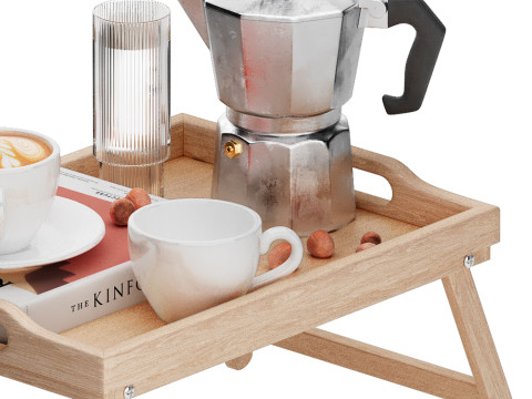 朝食トレイ 折りたたみ脚付き竹製ベッドトレイ 3Dモデル