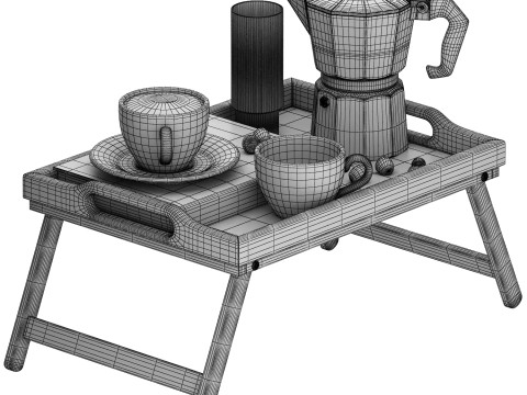 朝食トレイ 折りたたみ脚付き竹製ベッドトレイ 3Dモデル