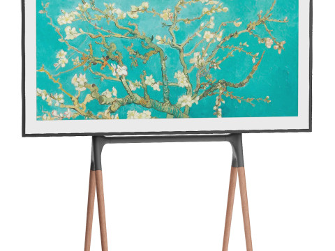 三星电视配有现代展示架锯木架风格 3D 模型