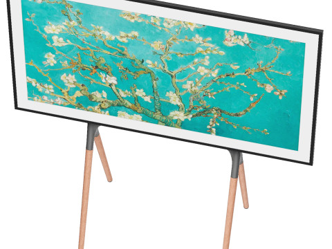 三星电视配有现代展示架锯木架风格 3D 模型