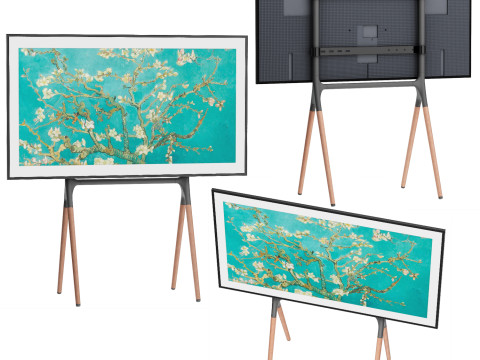 三星电视配有现代展示架锯木架风格 3D 模型