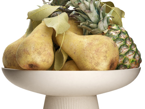 Ciotola di frutta pera e ananas Modello 3D