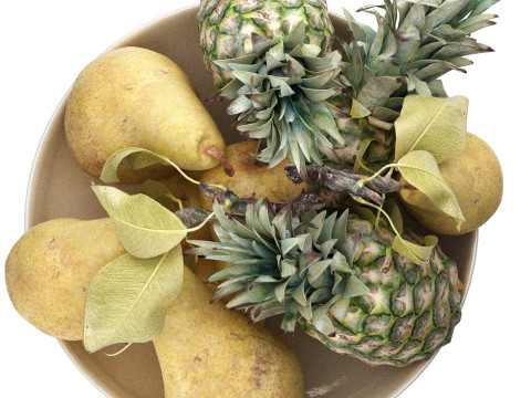 Ciotola di frutta pera e ananas Modello 3D