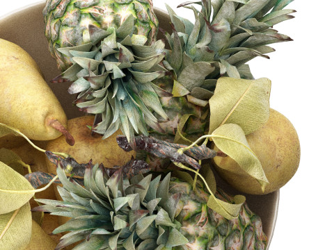 Ciotola di frutta pera e ananas Modello 3D