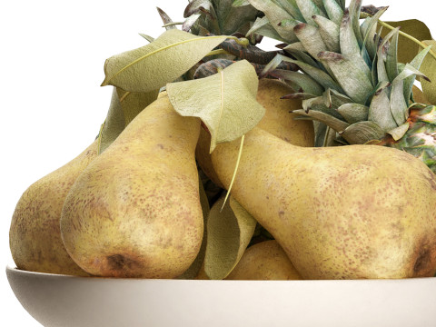 Ciotola di frutta pera e ananas Modello 3D