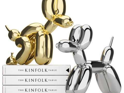 Set di decorazioni per statue di cani con palloncini 02 Modello 3D