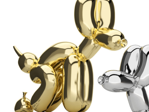 Set di decorazioni per statue di cani con palloncini 02 Modello 3D