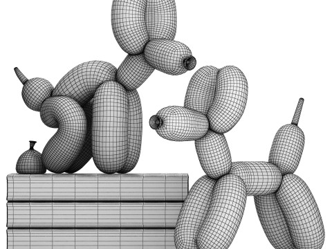 Set di decorazioni per statue di cani con palloncini 02 Modello 3D