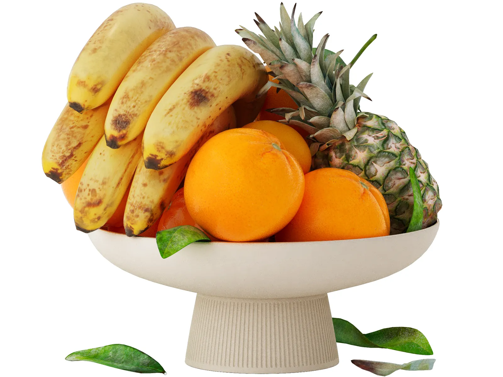Bowl of oranges pineapples and bananas 3D Model .c4d .max .obj .3ds .fbx .stl .blend 