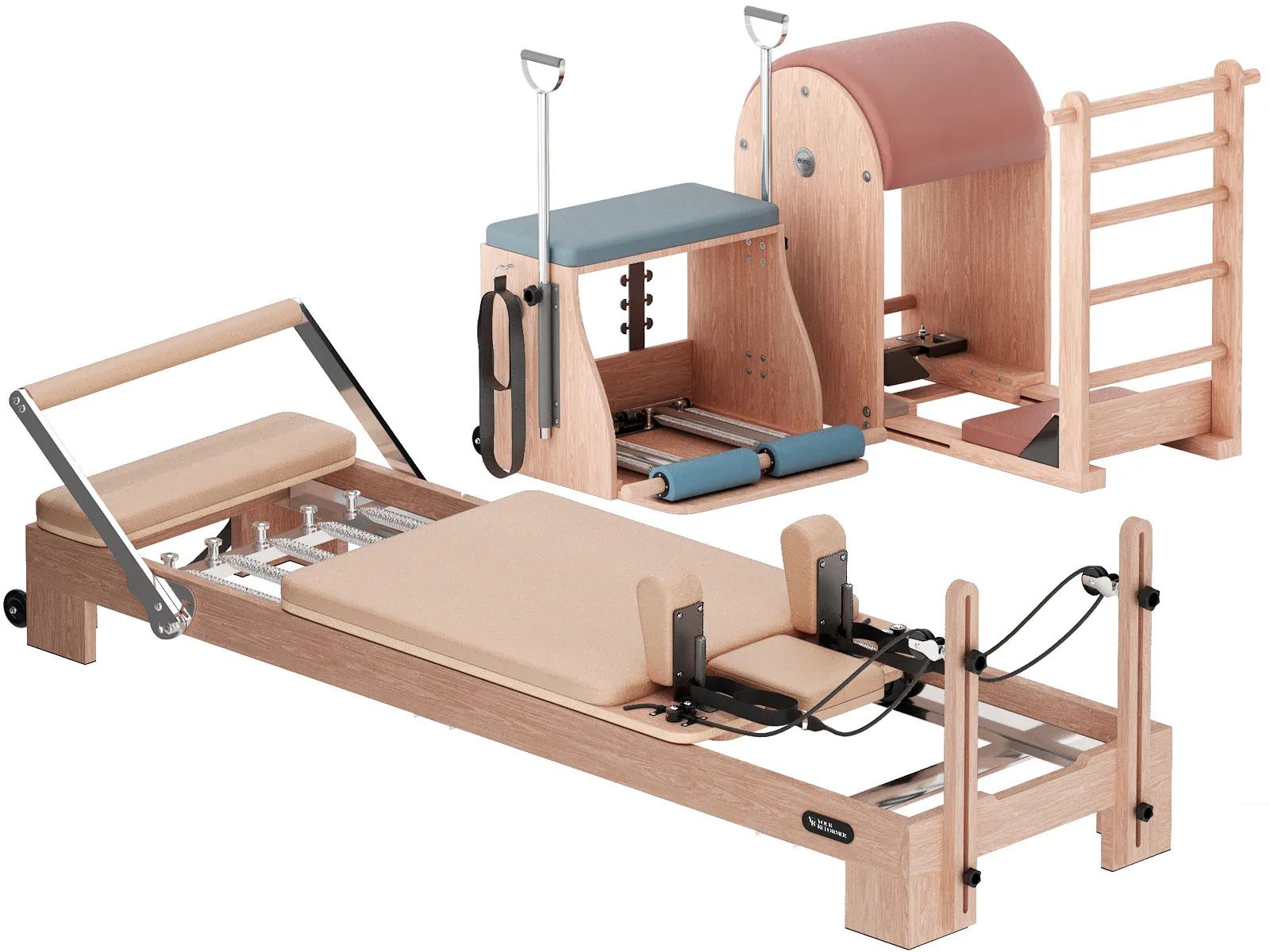 Modern pilates equipment studio set 3D Model .c4d .max .obj .3ds .fbx .stl .blend