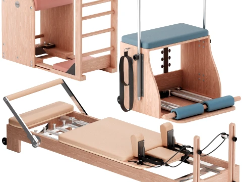 Modern pilates equipment studio set 3D Model