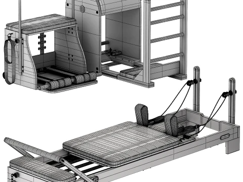 Modern pilates equipment studio set 3D Model