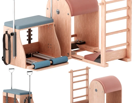 Modern pilates equipment studio set 3D Model