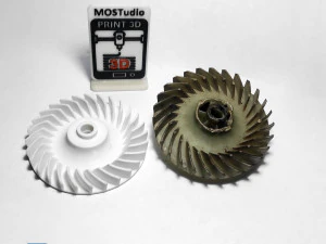 Impeller and pulley of the BOSCH ARM lawnmower motor 3D Print Model