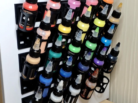MODULAR WALL-MOUNTED PAINT BOTTLE ORGANIZER 3D Print Model