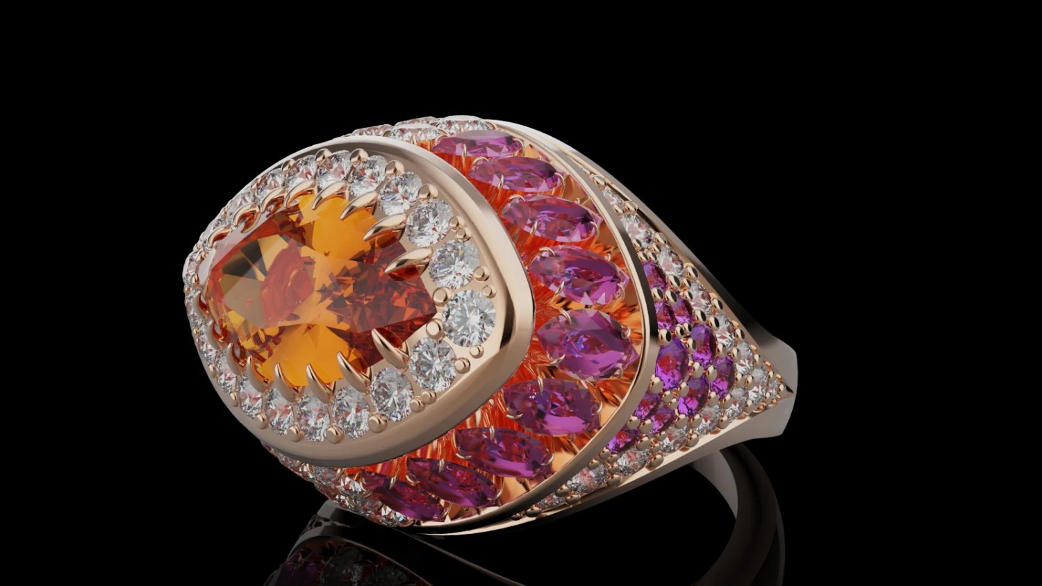 Gemstones ring 3D Print Model .c4d .max .obj .3ds .fbx .stl .blend 