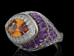 Gemstones ring 3D Print Model
