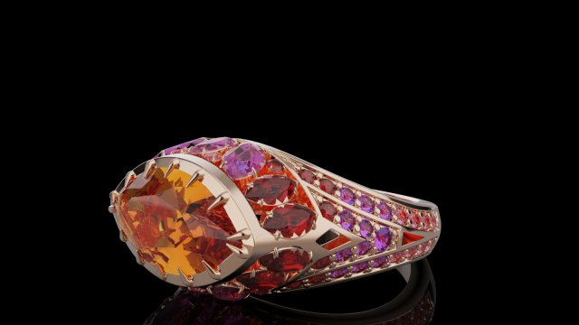 Gemstones ring 3D Print Model .c4d .max .obj .3ds .fbx .stl .blend 