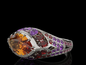 Gemstones ring 3D Print Model