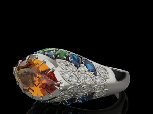 Gemstones ring 3D Print Model