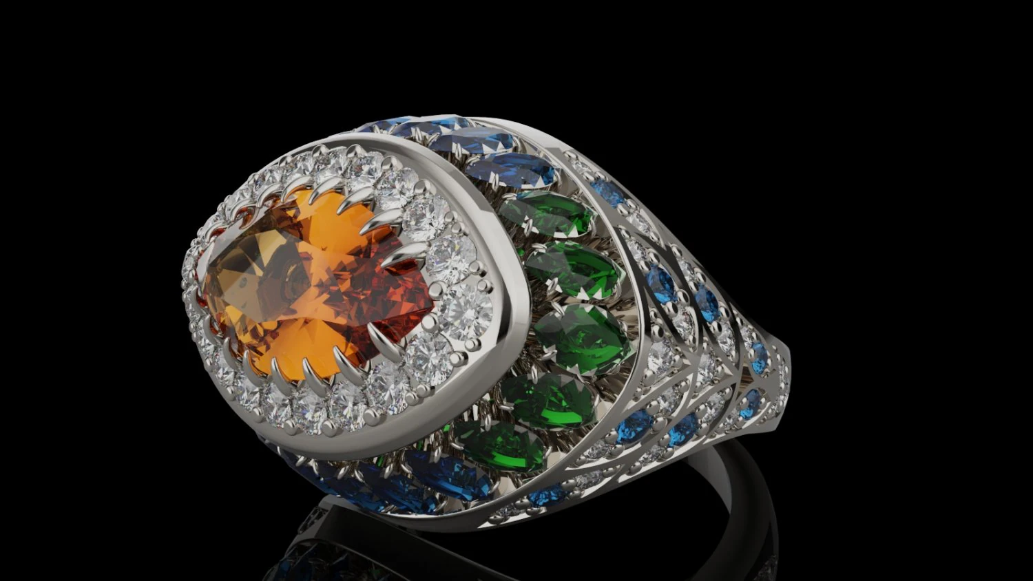 Gemstones ring 3D Print Model .c4d .max .obj .3ds .fbx .stl .blend 