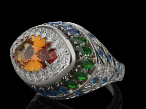 Gemstones ring 3D Print Model