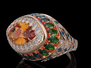 Gemstones ring 3D Print Model