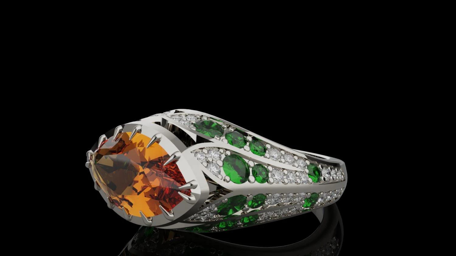 Gemstones ring 3D Print Model .c4d .max .obj .3ds .fbx .stl .blend