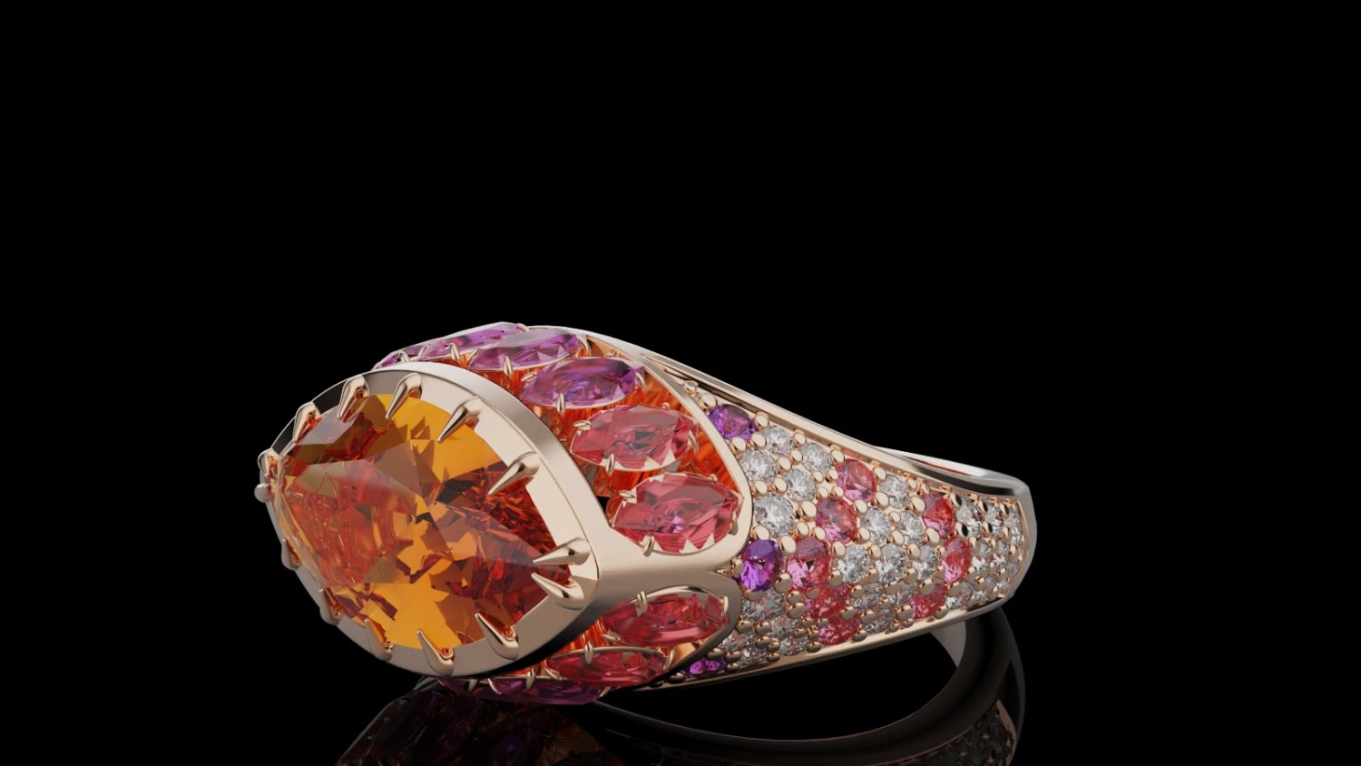 Gemstones ring 3D Print Model .c4d .max .obj .3ds .fbx .stl .blend 