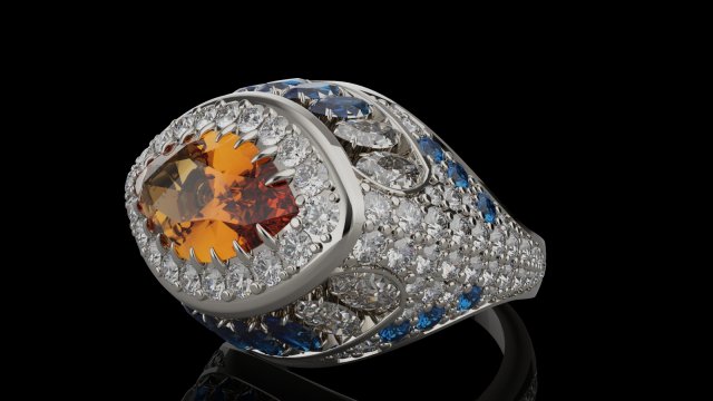 Gemstones ring 3Dプリントモデル .c4d .max .obj .3ds .fbx .stl .blend 