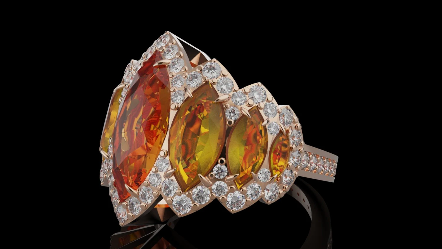 Gemstones ring 3D Print Model .c4d .max .obj .3ds .fbx .stl .blend 