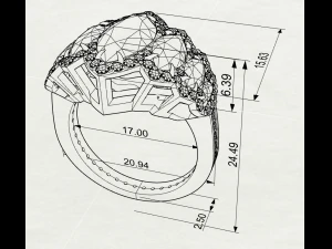 Gemstones ring 3D Print Model