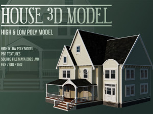 House 02 - High and Low Poly Model - 3D Model