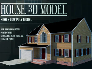ハウス01 - ハイ＆ローポリモデル - 3Dモデル