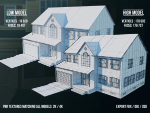 House 01 - High and Low Poly Model - 3D Model