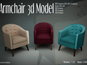 안락 의자 02 3D 모델